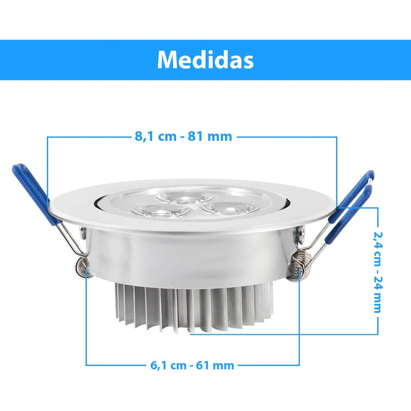 Pack X20 Foco Led Embutido Luminaria Led 3w Focos Embutidos