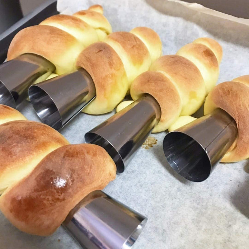 Pack De 6 Molde Para Cannoli Metalico Croissant Cono Reposte