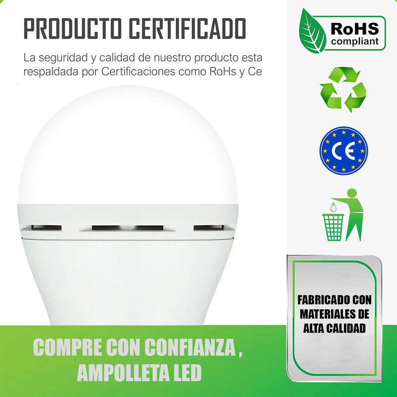 Pack X2 Ampolleta Recargable Ampolleta E27 Ampolleta Led 9w