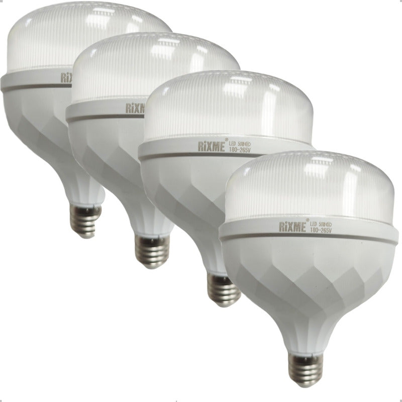 Pack X4 Ampolletas Led Luz Fría E27 Ampolleta Led 50w