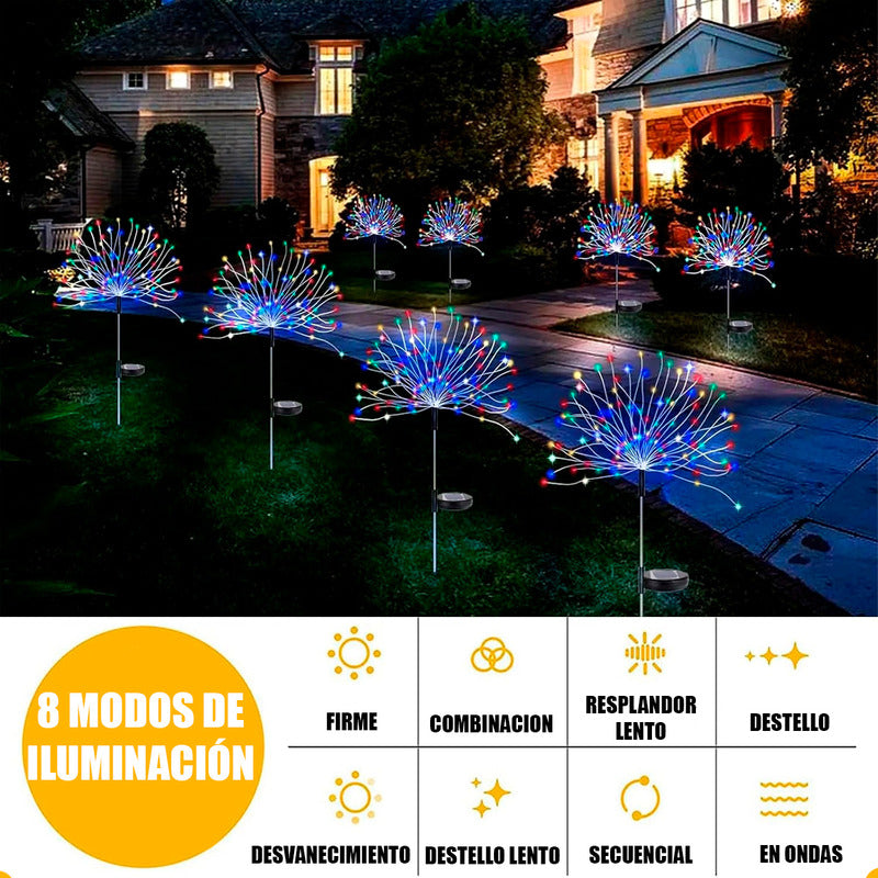 Luces Hadas Navidad Solares Luces Fuego Artificial Exterior
