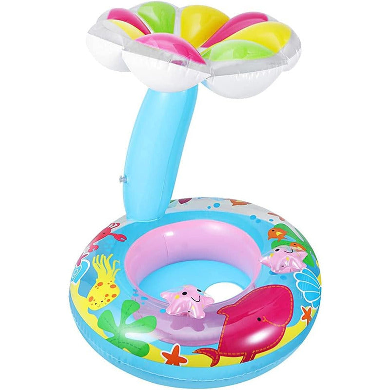 Flotador Redondo Sombrilla Arcashopping 60cm Pvc Azul Claro