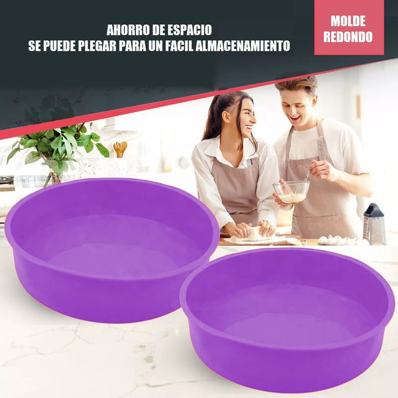 Molde Pan Redondo Silicona Moldes Para Repostería Queque