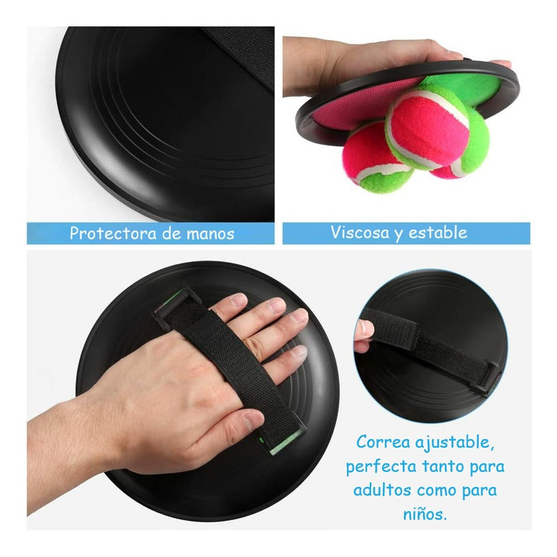 Juego Paleta De Playa Con Velcro Y Pelota Atrapa Pelota