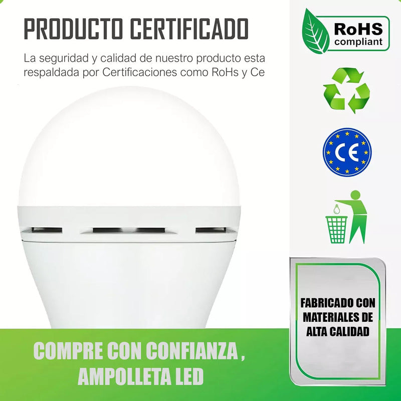 Pack X2 Ampolleta 6.500 K Led Pack X2 Ampolleta Recargable 9w 220v Pack X4 800 Lm Pack X2 Ampolleta Recargable Ampolleta E27 Ampolleta Led 9w Arcashopping