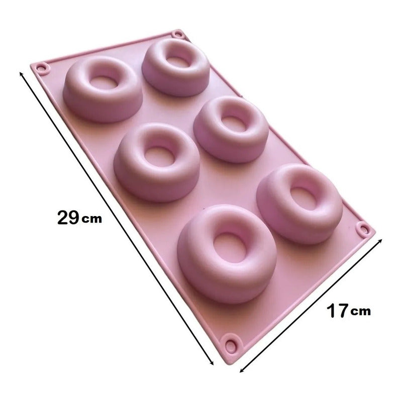 Molde Silicona 6 Rosquillas Moldes Reposteria Donas Donuts