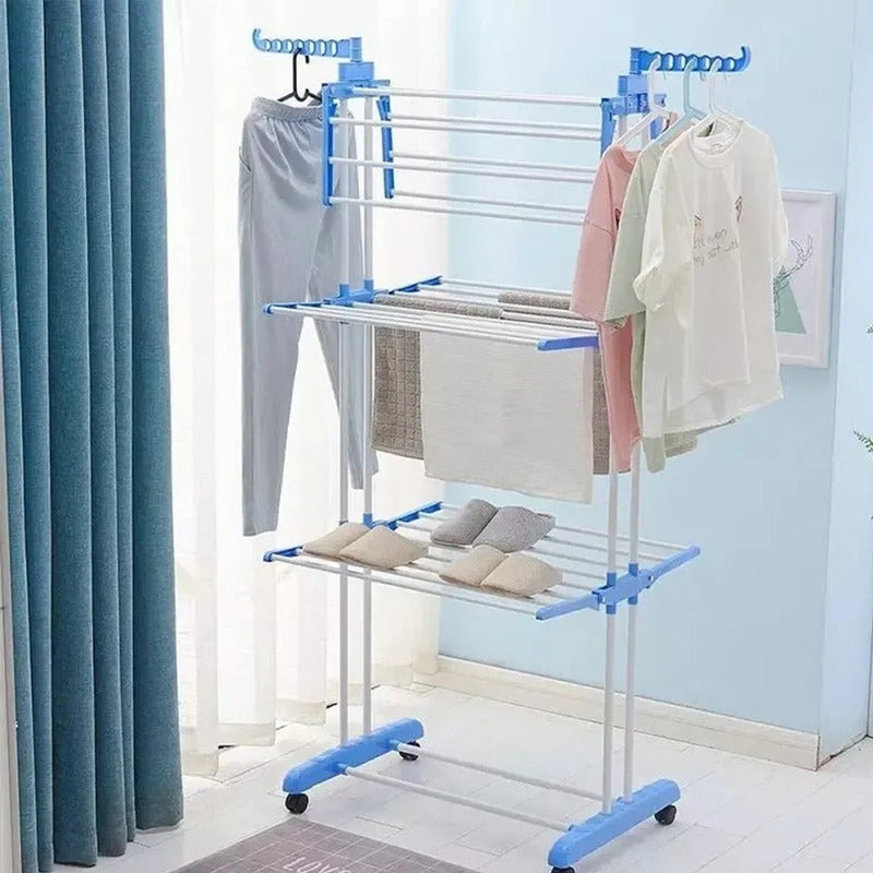 Tendederos Ropa Plegable Secador De Ropa Plegable Arcashopping Tendedero Secador Ropa Portatil Con Rueda 3 Niveles Tendedero De Ropa Metalico Secador De Ropa Vertical