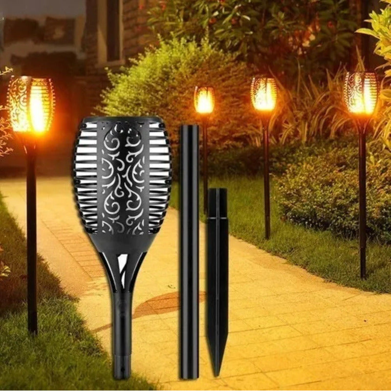Estaca Solar Led Faroles Exterior Jardin Antorcha Estaca