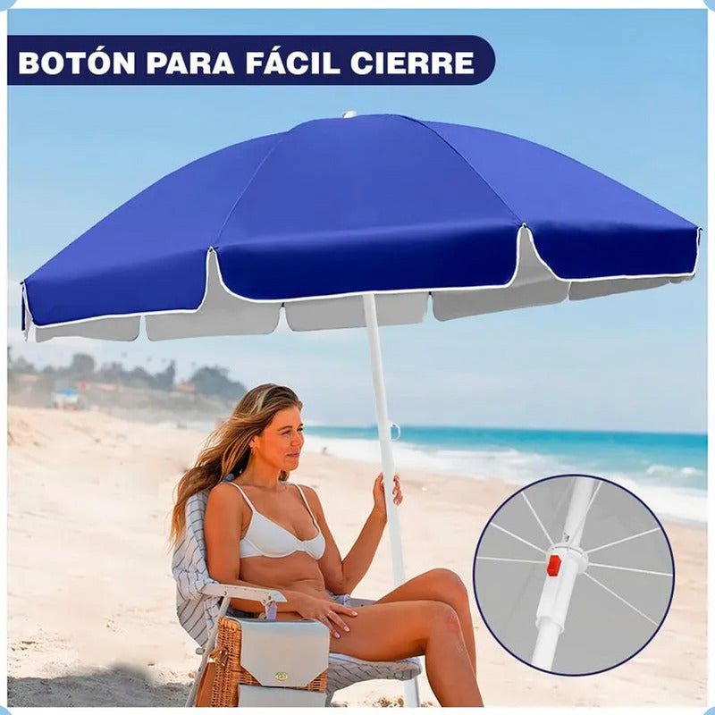 Pack X2 Sombrilla Paraguas Quita Sol Para La Playa 150cm