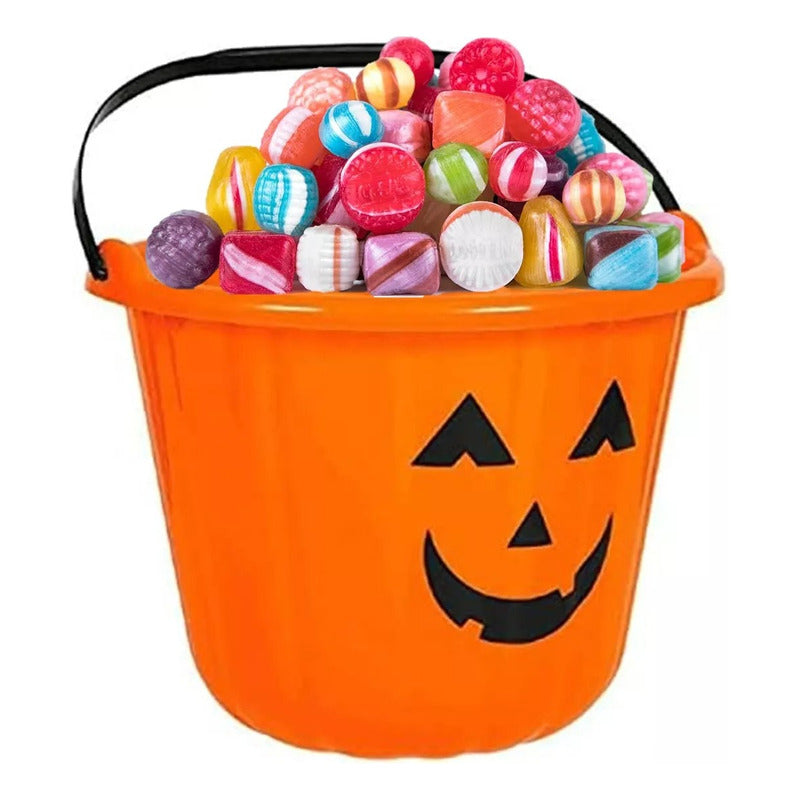 Cubo Calabaza Para Dulces Halloween Balde Dulces Fiestas