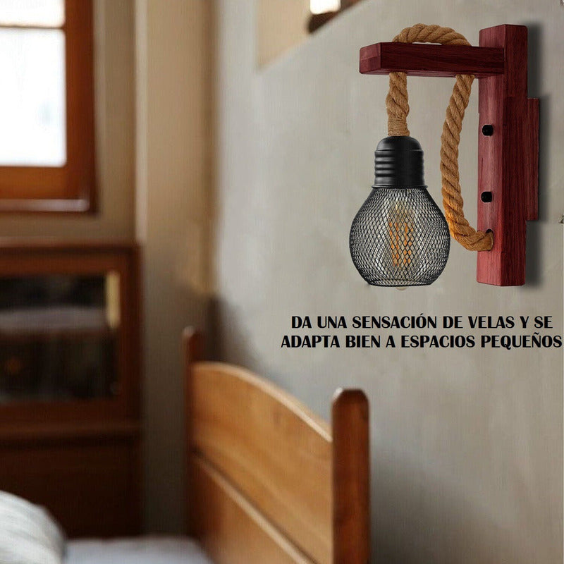 Aplique Muro Exterior Madera Vintage Rustica Farol Retro Sog