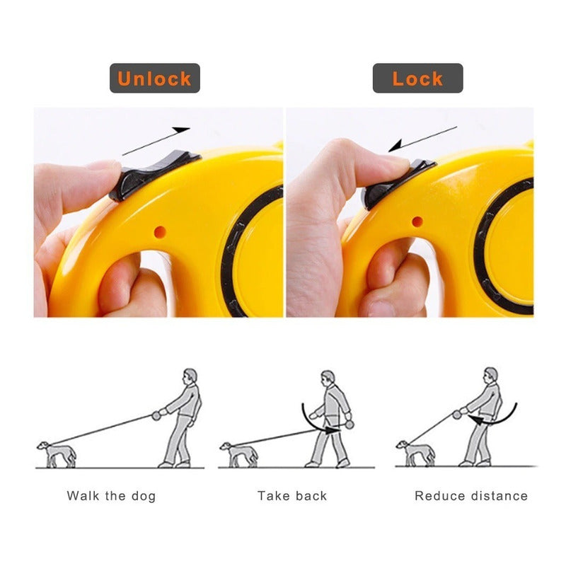 Correa Retráctil Automática Para Mascota Correa Paseo 3m
