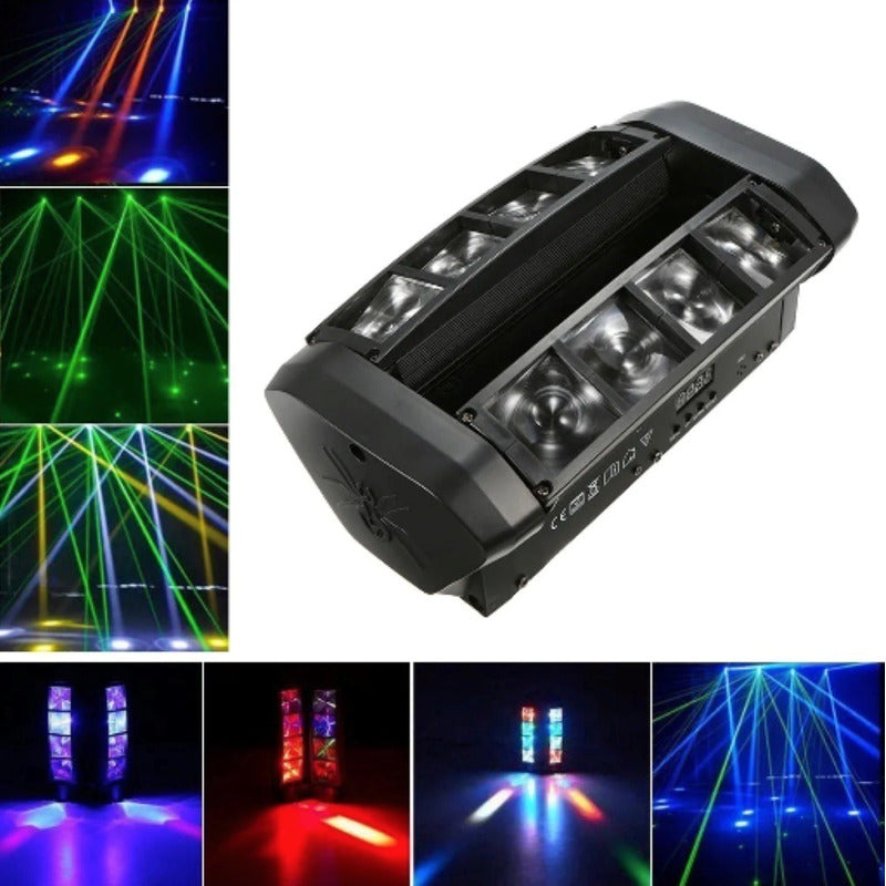 Cabeza Móvil Led Spider Dmx 8x3w Luz Dj Disco Led Beam Rgbw