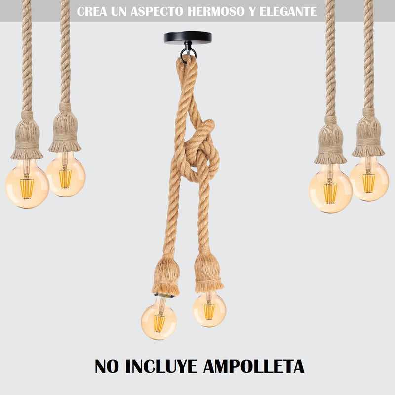Lampara Soquete Cuerda Marina Vintage Decoracion E27 Doble
