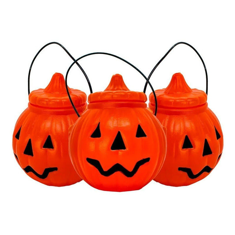 Calabaza Plástica Para Dulces Portátil Halloween Decoración