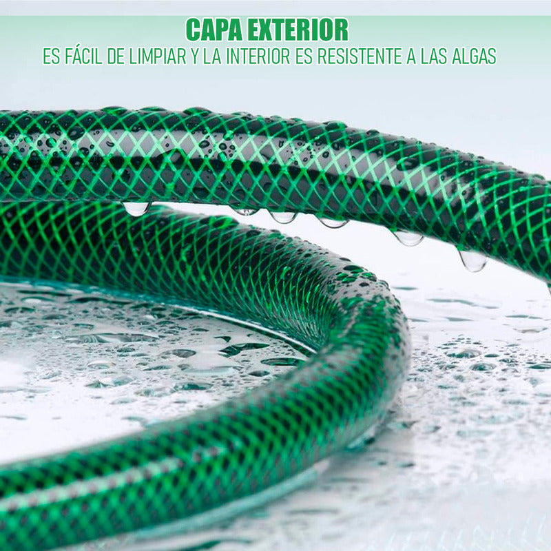 Manguera De 1/2 Pulgada Reforzada 20 Metros Con Accesorios Color Verde