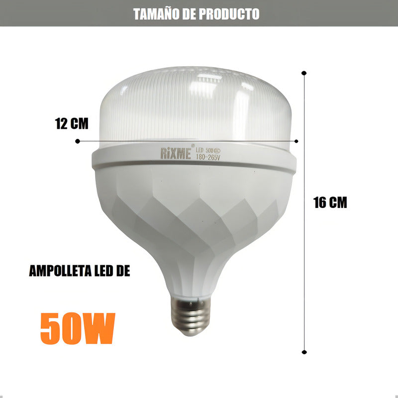 Ampolleta Led T140 50w E27 Empavonada Grande Luz Blanco Frío