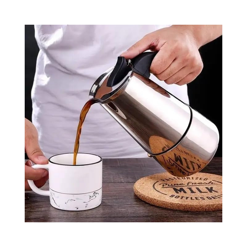 Cafetera Italiana Acero Inoxidable 4 Tazas Cafetera Portatil