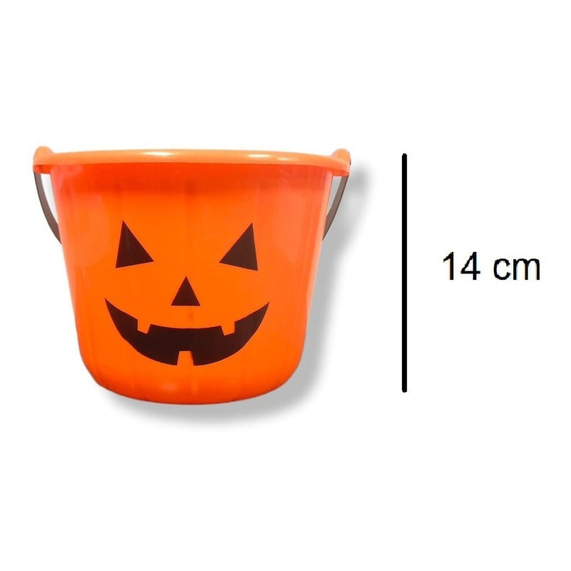 Cubo Calabaza Para Dulces Halloween Balde Dulces Fiestas
