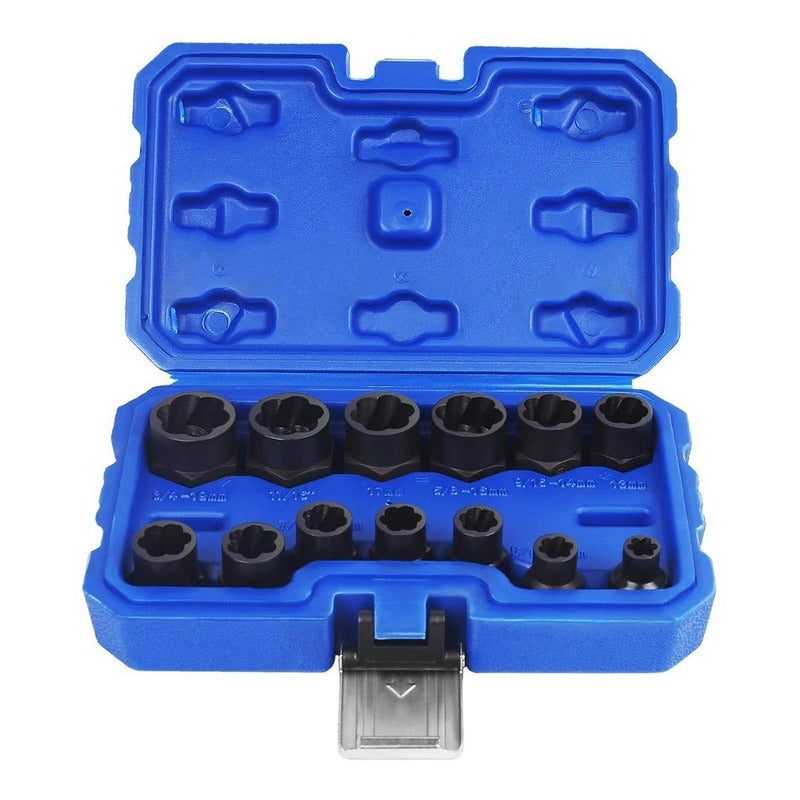 Set Dados Extractores Pernos Y Tuercas 13 Pcs 1/4 A 19mm