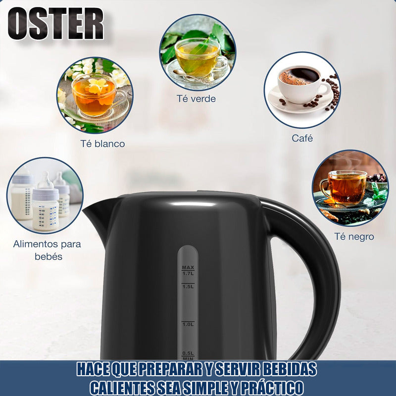 Hervidor Eléctrico Oster De 1.7 Litros Con Apagado Automático Negro