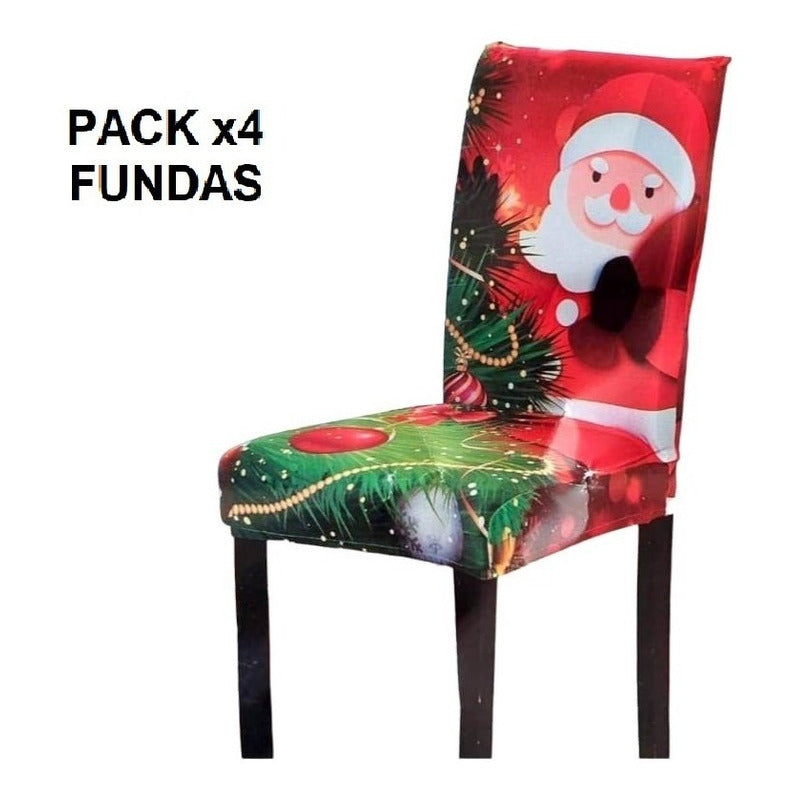 Pack 4 Fundas Navideñas Sillas Fundas Para Sillas De Navidad