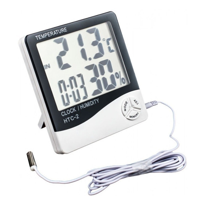 Termómetro Digital Reloj Higrometro Humedad Ambiental Htc-2