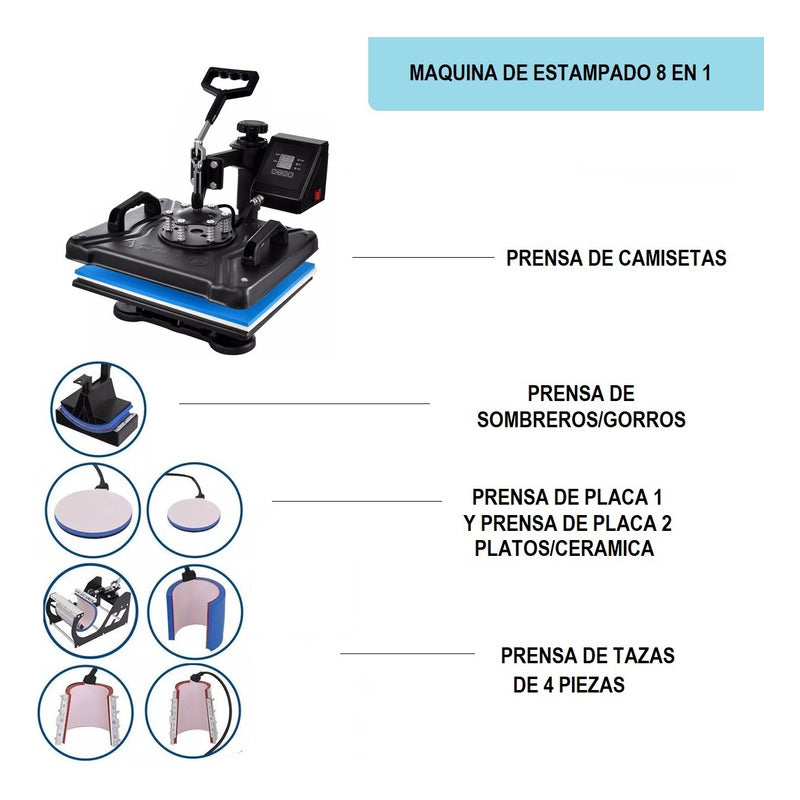 Maquina De Sublimación Maquina Estampado Estampadora 8 En 1