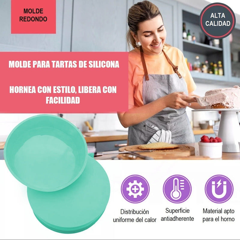 Molde Pan Redondo Silicona Moldes Para Repostería Queque