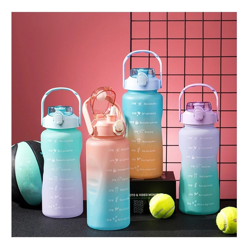 Pack X2 Botellas De Agua Deportiva 2l Y 1l Botella Portátil
