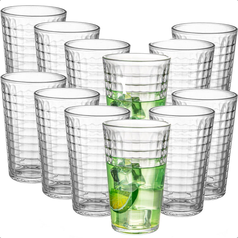 Set 12 Vasos De Vidrio Vaso Vidrio Jugo Juego De Vasos 350ml