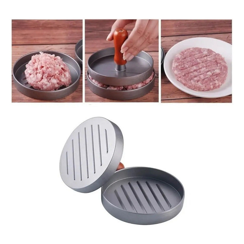 Prensa Para Hamburguesas Bbq Asado Cocina Parrilla Color Gris
