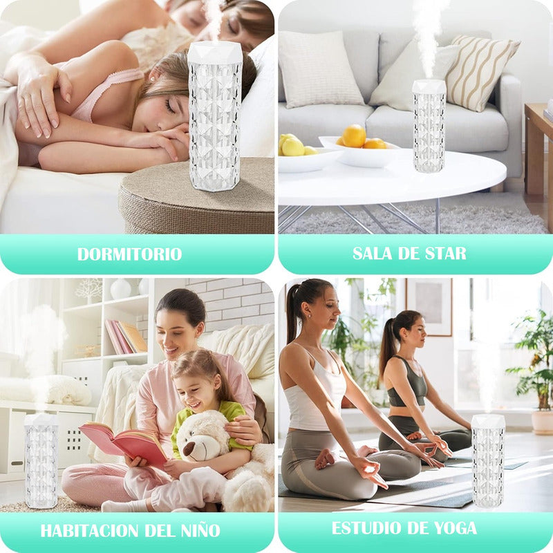 Lampara Humidificador 900ml Lampara Led Cristal Lampara Mesa Color Transparente