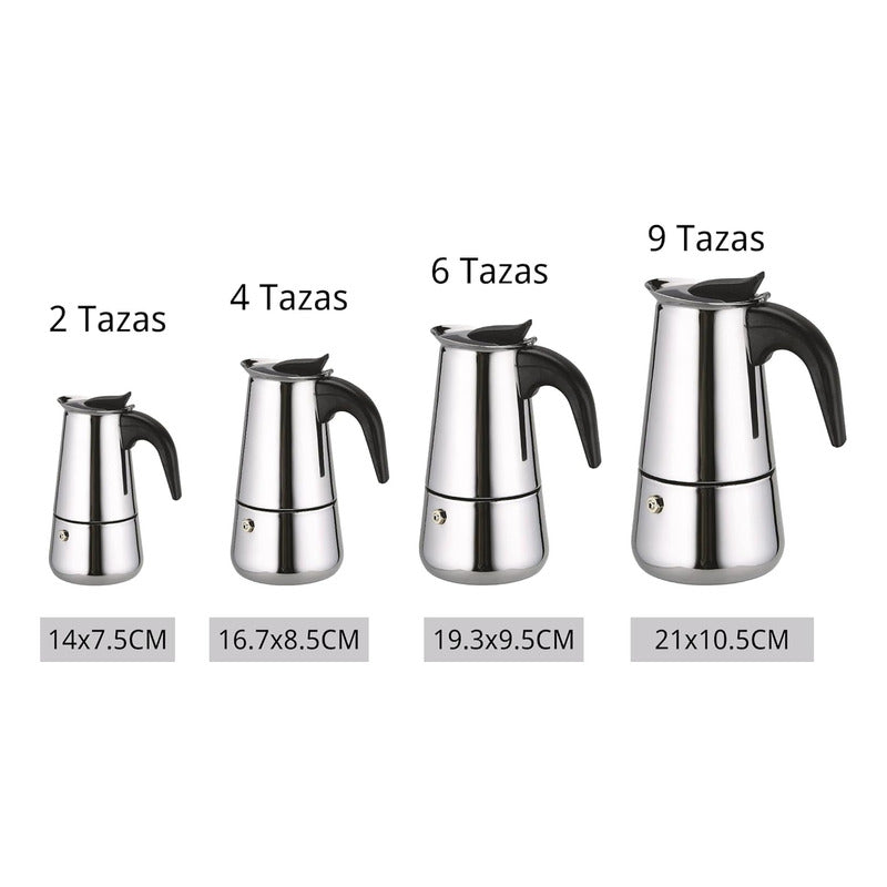 Cafetera Italiana Acero Inoxidable 4 Tazas Cafetera Portatil