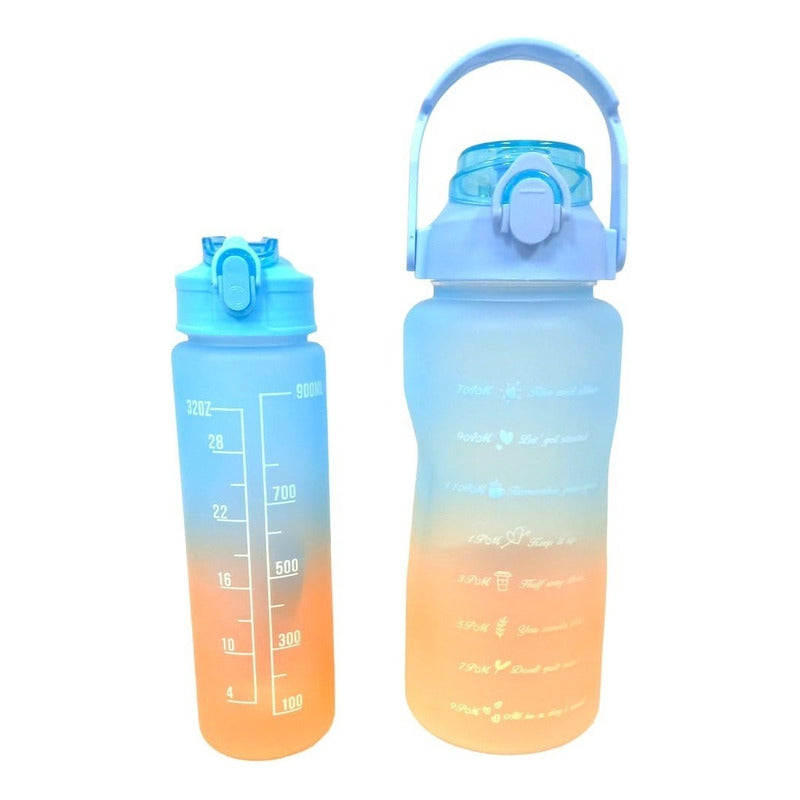 Pack X2 Botellas De Agua Deportiva 2l Y 1l Botella Portátil