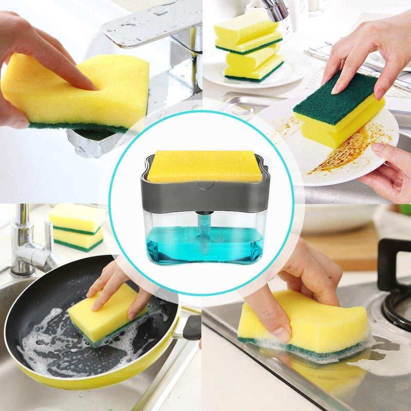 Dispensador De Jabón Lavalozas Con Esponja Cocina Lavaplatos