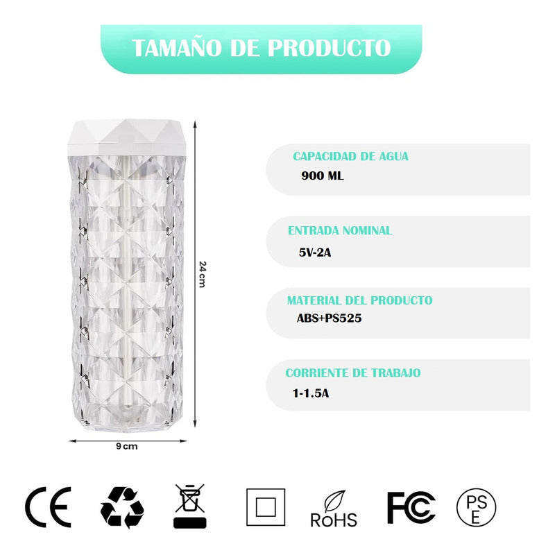 Lampara Humidificador 900ml Lampara Led Cristal Lampara Mesa