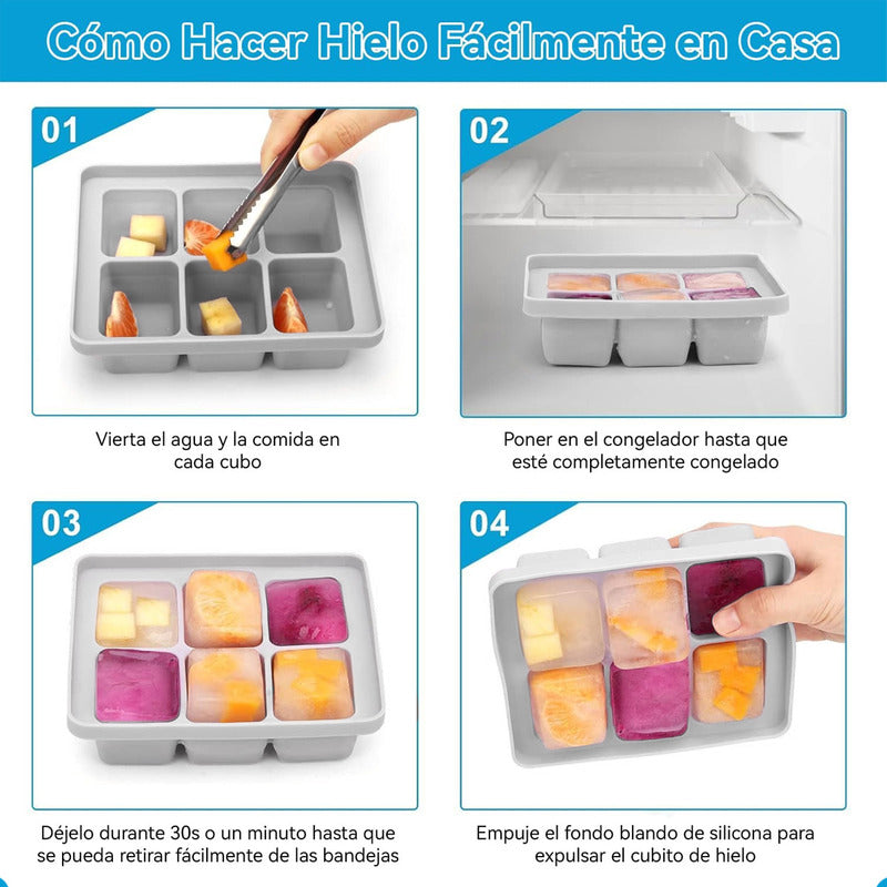 Molde Hielo Cubetas De Hielo Con Tapa Bandeja Para Hielo