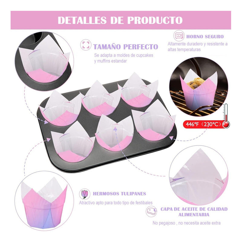 Pack X12 Capsula Para Hornear Capsulas Cupcakes Tulipanes Cu