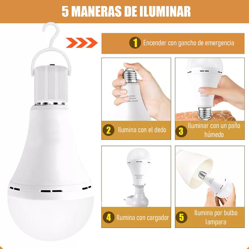 Pack X2 Ampolleta 6.500 K Led Pack X2 Ampolleta Recargable 9w 220v Pack X4 800 Lm Pack X2 Ampolleta Recargable Ampolleta E27 Ampolleta Led 9w Arcashopping