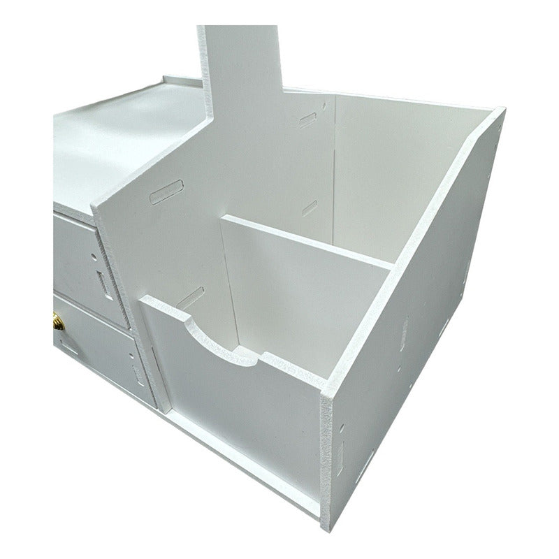 Organizador De Maquillaje Con Espejo Organizador Joyero Color Blanco