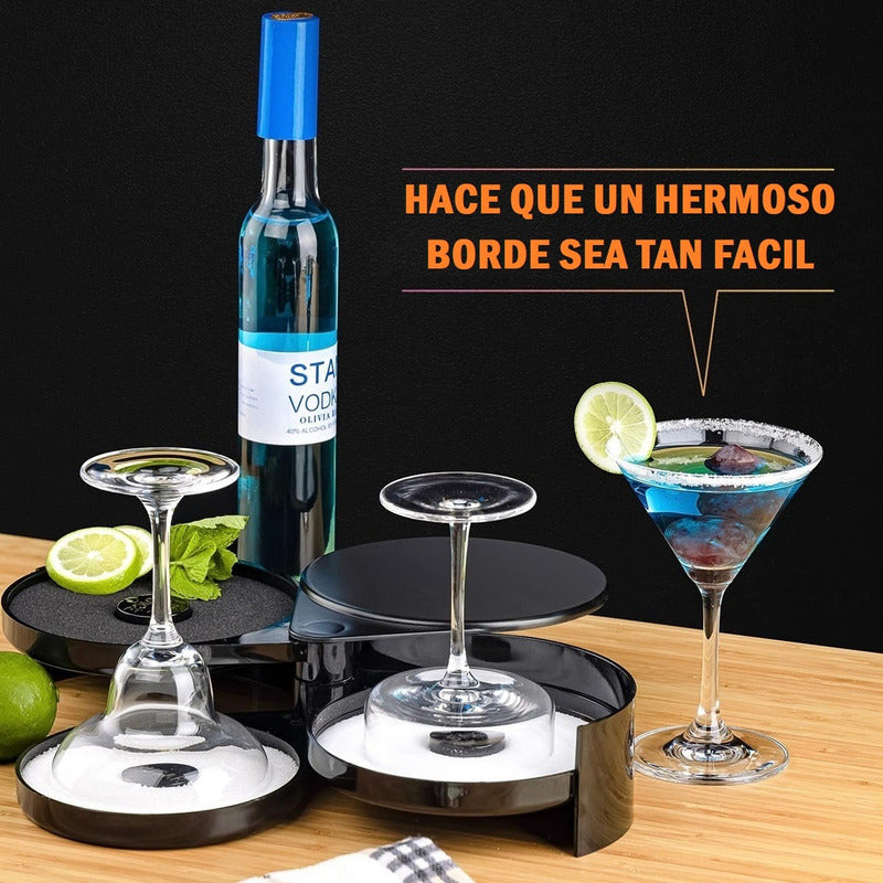 Escarchador De Vasos Orillador Copas Set Bartender 3 Bandeja