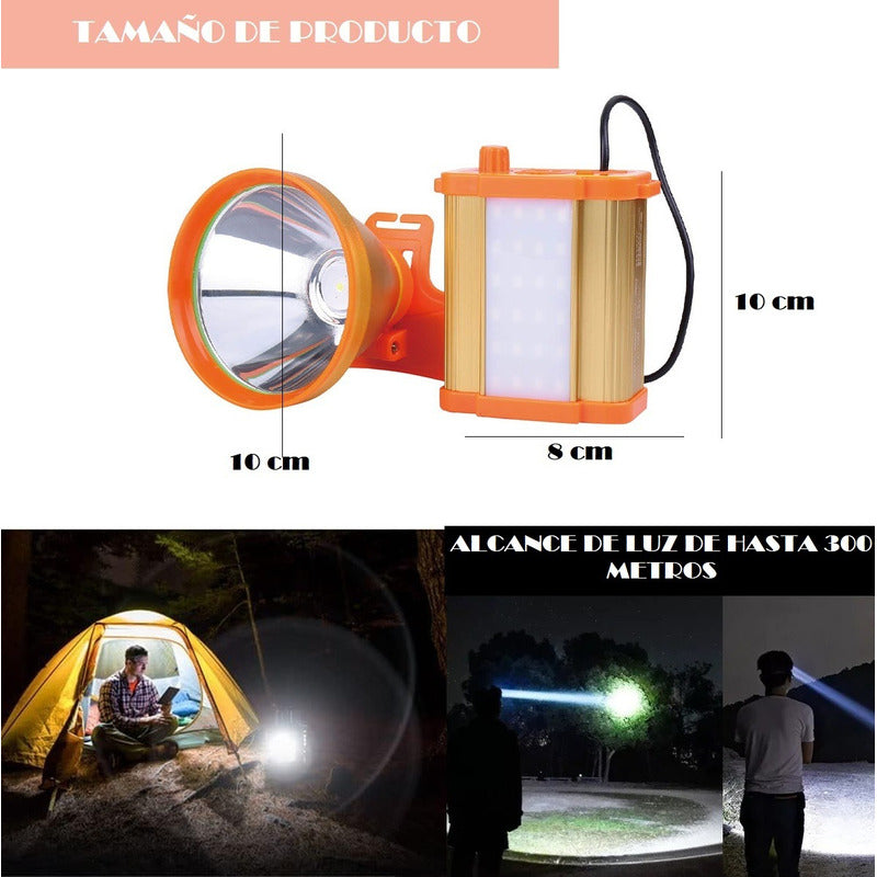 Linterna Cintillo Minera Recargable Camping Lampara 100w