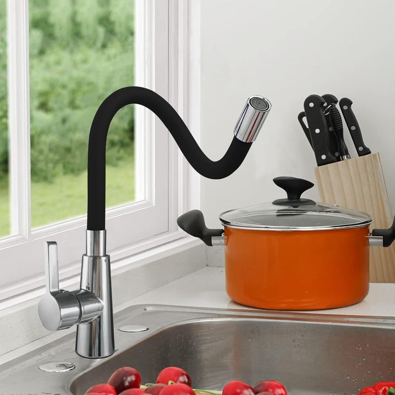 Llave Lavaplatos Monomando Cuello Flexible Agua Caliente