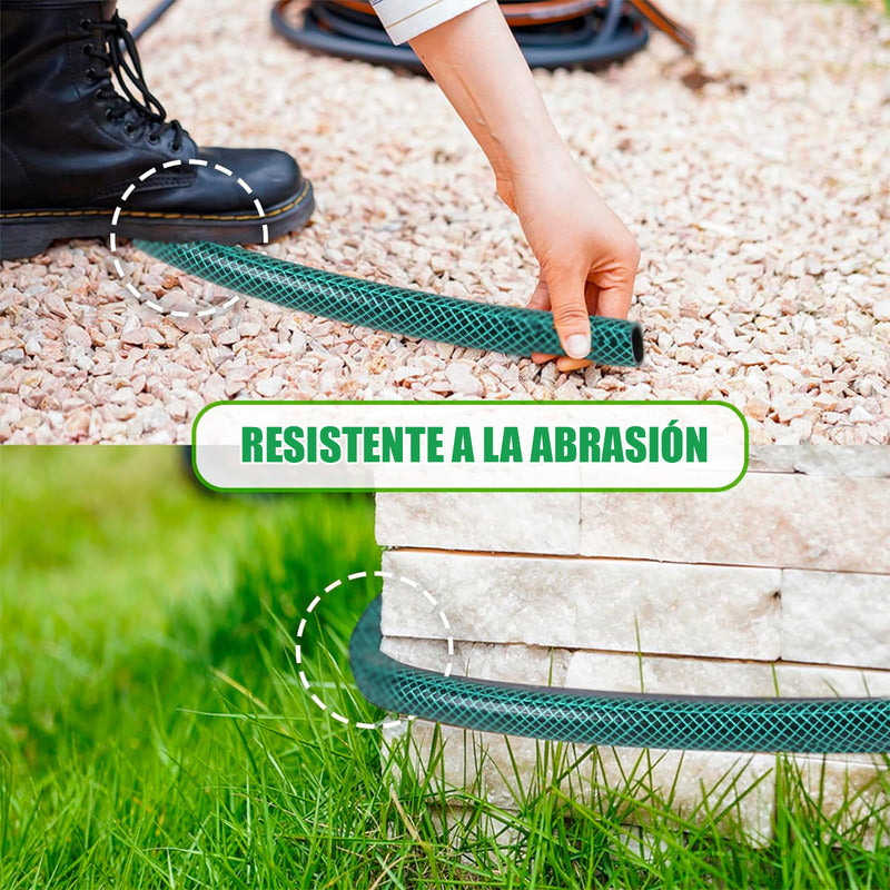Manguera De 1/2 Pulgada Reforzada 20 Metros Con Accesorios Color Verde