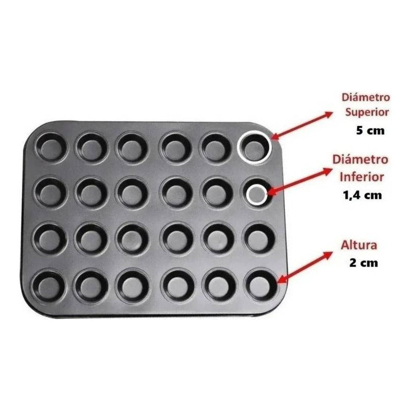Moldes Cupcakes 24 Moldes Cupcakes 24 Mini Cupcake 24 Color Gris