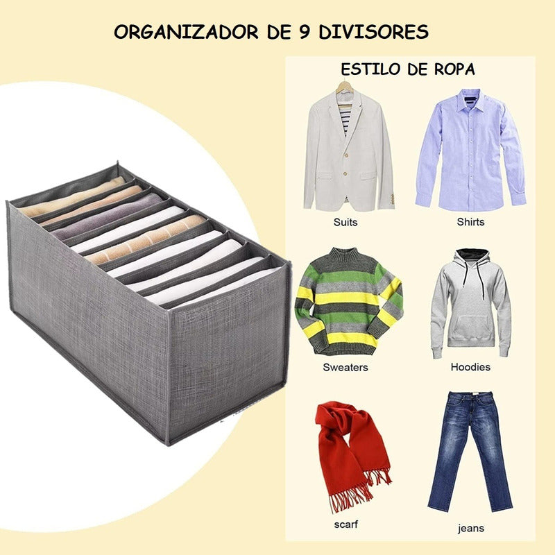Pack X3 Organizador De Ropa 9 Divisores Ropa Interior