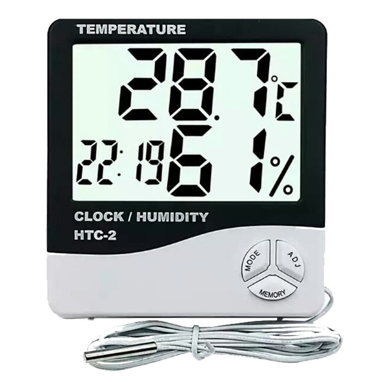 Termómetro Digital Reloj Higrometro Humedad Ambiental Htc-2