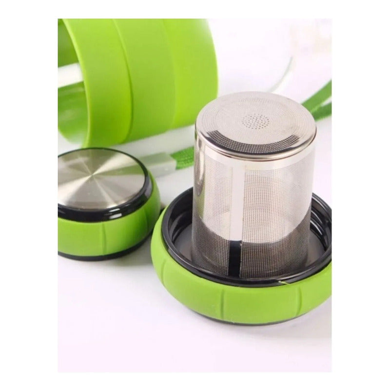 Infusor De Te Botella Vidrio Con Infusor 500 Ml Mate Infusor Color Marrón