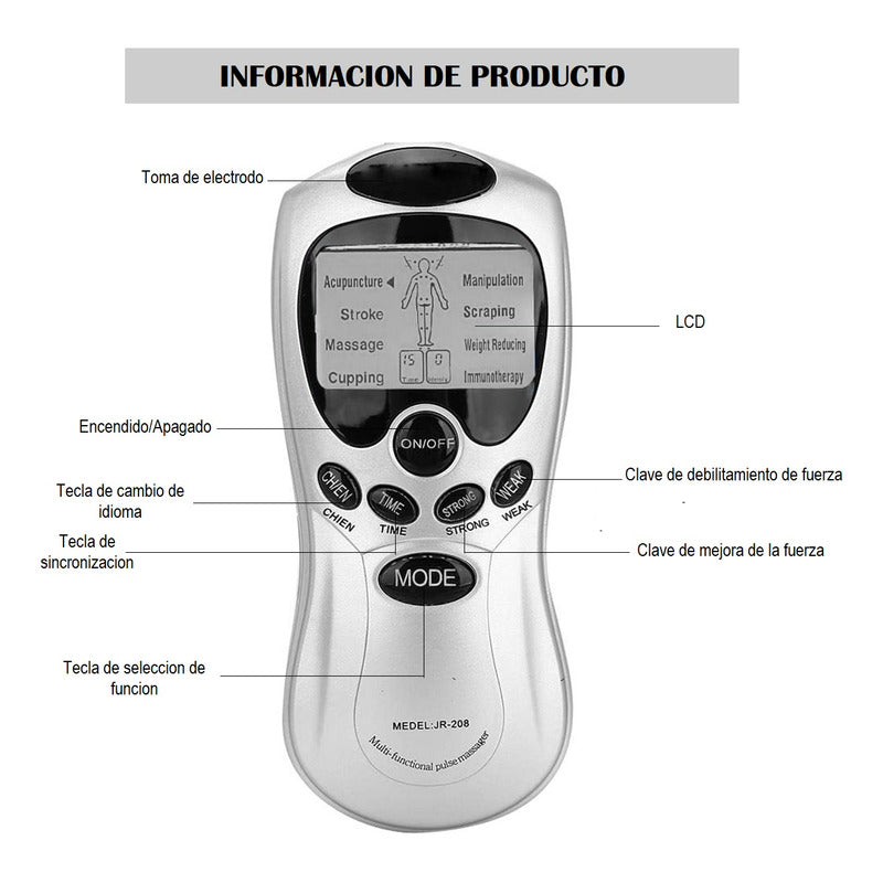 Tens 8 Electrodos Electrofisico Maquina Electroestimulador